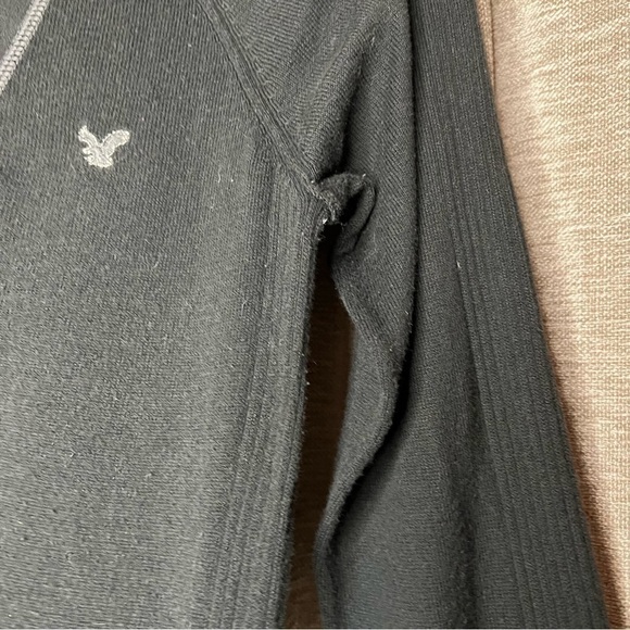 Y2K American Eagle Black V Neck Lightweight Cardigan Size Medium - Picture 8 of 13